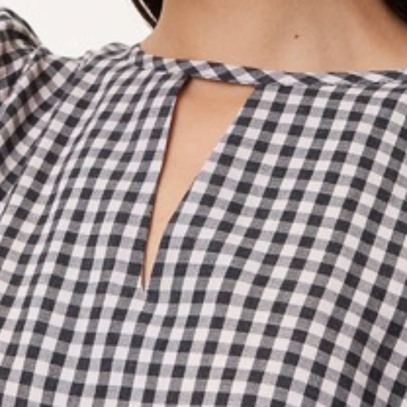 Keyhole blush and charcoal checked blouse - Picture 2 of 2
